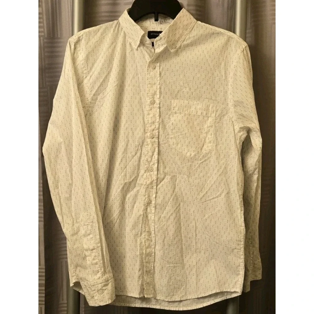 Banana Republic‎ Size S Mens Shirt Untucked Fit Button Up Long Sleeve White